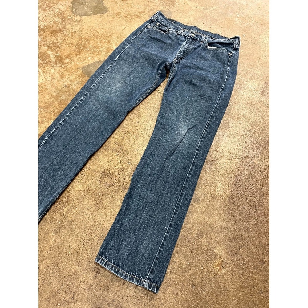 Levi's 514 Regular Straight Fit Jeans Mens 35x34 Blue Denim Dark Wash Mid Rise - Picture 3 of 16